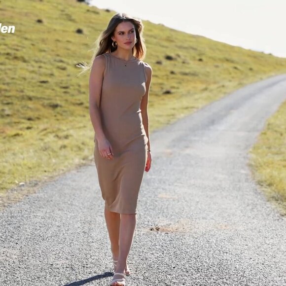 Bodycon Midi Dress Sleeveless Tank Fitted Summer Casual Chic Elegant - Picture 8 of 8